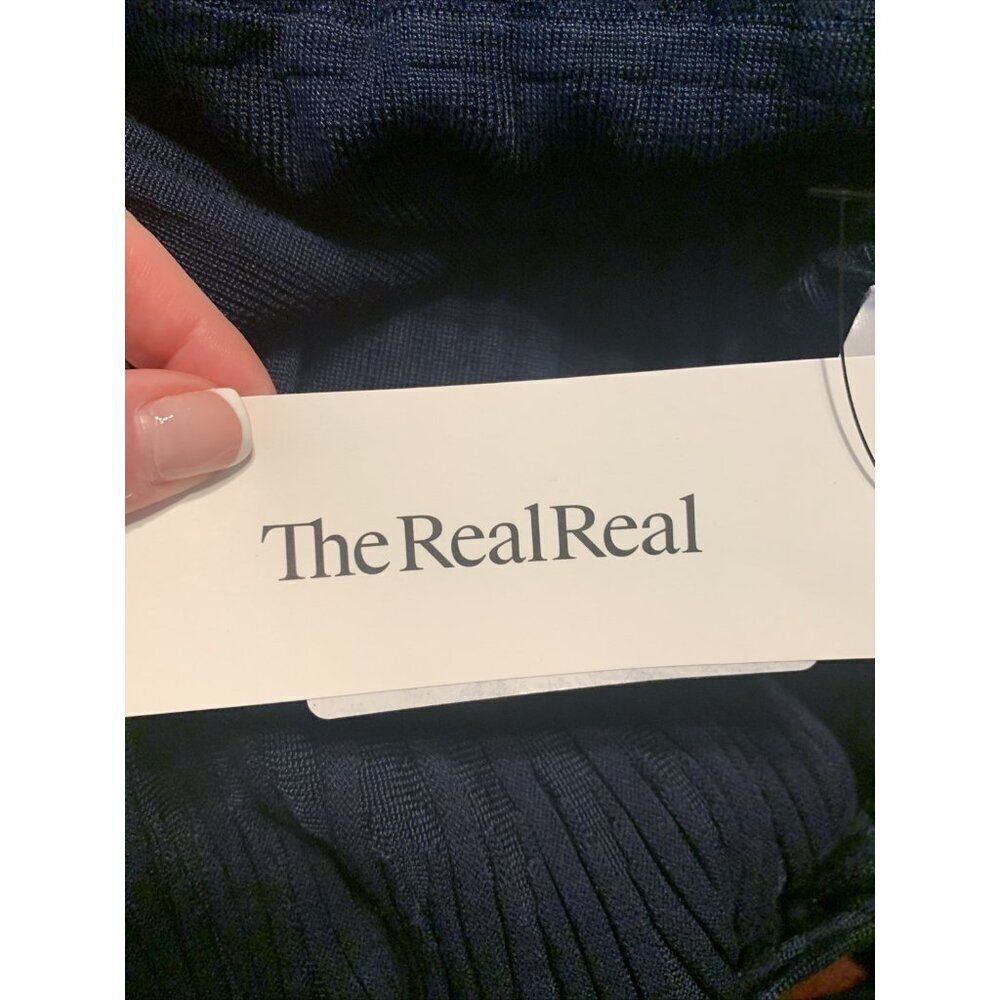 Milly New Authentic Solid Navy Blue Knit Short Sl… - image 9